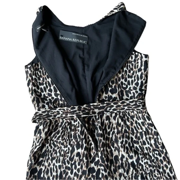 NWT Banana Republic Women’s Leopard Print Crop Wide Leg Sleeveless Jumpsuit, 2 - Picture 5 of 13